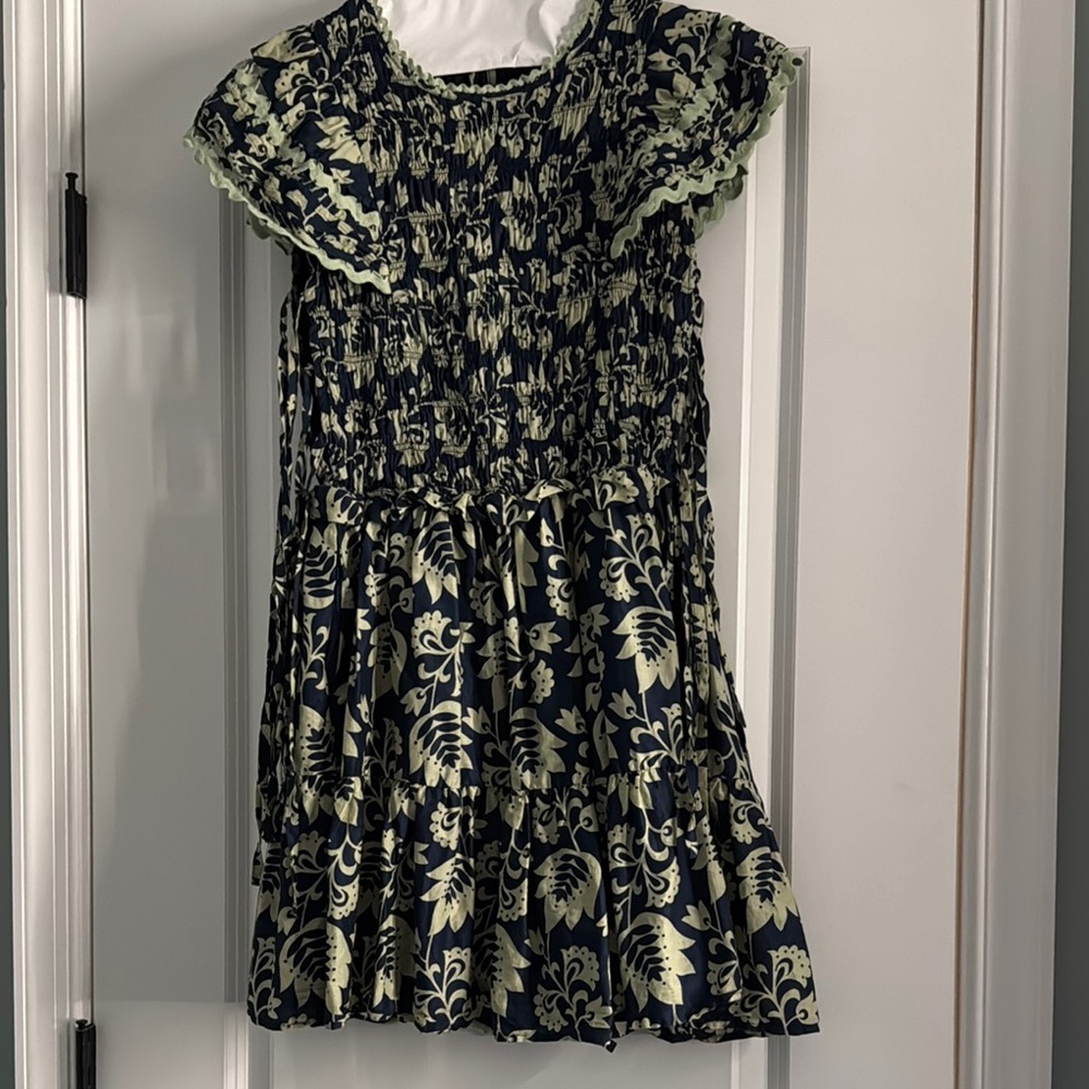 Floral Navy and Lime Green Dress